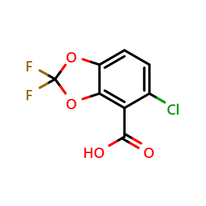 Chemical structure of 5-chloro-2,2-difluorobenzo[d][1,3]dioxole-4-carboxylic acid , CAS 3002432-05-2, AChemBlock AD296545