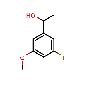 Chemical structure of 1-(3-fluoro-5-methoxyphenyl)ethanol , CAS 1780560-31-7, AChemBlock AD296553