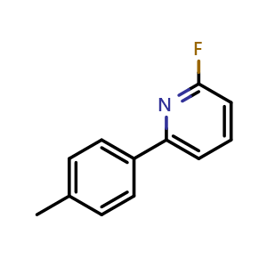 Chemical structure of 2-fluoro-6-(p-tolyl)pyridine , CAS 1245646-59-6, AChemBlock AD296558