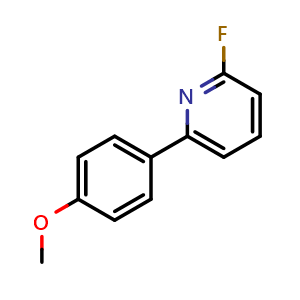 Chemical structure of 2-fluoro-6-(4-methoxyphenyl)pyridine , CAS 847226-09-9, AChemBlock AD296559