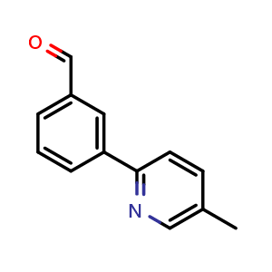 Chemical structure of 3-(5-methylpyridin-2-yl)benzaldehyde , CAS 1255636-59-9, AChemBlock AD296562