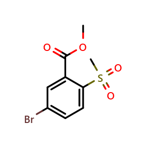 Chemical structure of methyl 5-bromo-2-(methylsulfonyl)benzoate , CAS 1246765-34-3, AChemBlock AD296564