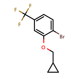 Chemical structure of 1-bromo-2-(cyclopropylmethoxy)-4-(trifluoromethyl)benzene , CAS 1369873-39-1, AChemBlock AD296565
