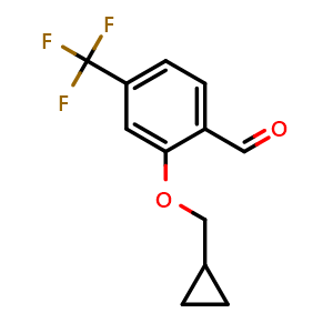 Chemical structure of 2-(Cyclopropylmethoxy)-4-(trifluoromethyl)benzaldehyde , CAS 1289062-17-4, AChemBlock AD296567