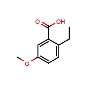 Chemical structure of 2-ethyl-5-methoxybenzoic acid , CAS 103262-60-8, AChemBlock AD296577