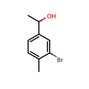 Chemical structure of 1-(3-bromo-4-methylphenyl)ethanol , CAS 65189-93-7, AChemBlock AD296579