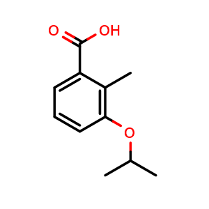 Chemical structure of 3-isopropoxy-2-methylbenzoic acid , CAS 1369798-11-7, AChemBlock AD296589