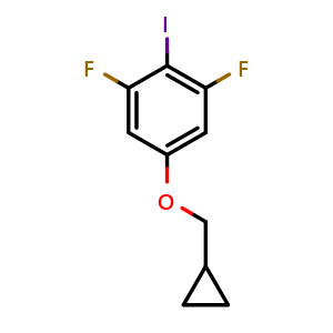 Chemical structure of 5-(cyclopropylmethoxy)-1,3-difluoro-2-iodobenzene , CAS 2918952-83-5, AChemBlock AD296591