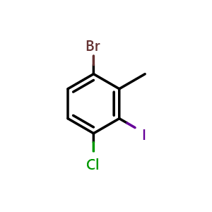 Chemical structure of 1-bromo-4-chloro-3-iodo-2-methylbenzene , CAS 2385883-10-1, AChemBlock AD296601