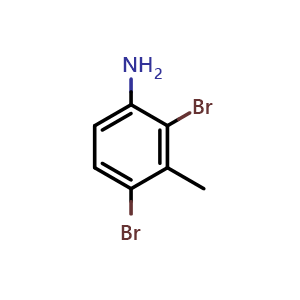 Chemical structure of 2,4-dibromo-3-methylaniline , CAS 80948-78-3, AChemBlock AD296602