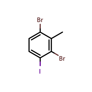 Chemical structure of 1,3-dibromo-4-iodo-2-methylbenzene , CAS 1263377-65-6, AChemBlock AD296603