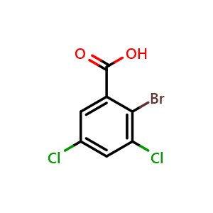 Chemical structure of 2-bromo-3,5-dichlorobenzoic acid , CAS 15396-39-1, AChemBlock AD296605
