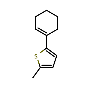 Chemical structure of 2-(cyclohex-1-en-1-yl)-5-methylthiophene , CAS 2918954-93-3, AChemBlock AD296610
