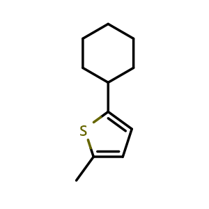 Chemical structure of 2-cyclohexyl-5-methylthiophene , CAS 1242676-11-4, AChemBlock AD296611