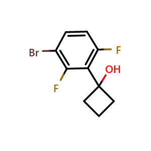 Chemical structure of 1-(3-bromo-2,6-difluorophenyl)cyclobutanol , CAS 1699022-90-6, AChemBlock AD296617