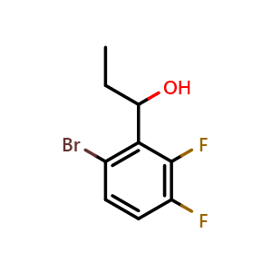 Chemical structure of 1-(6-bromo-2,3-difluorophenyl)propan-1-ol , CAS 2969308-94-7, AChemBlock AD296618
