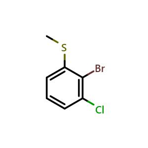Chemical structure of (2-bromo-3-chlorophenyl)(methyl)sulfane , CAS 1781446-99-8, AChemBlock AD296633