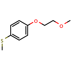 Chemical structure of (4-(2-methoxyethoxy)phenyl)(methyl)sulfane , CAS 1863878-62-9, AChemBlock AD296644