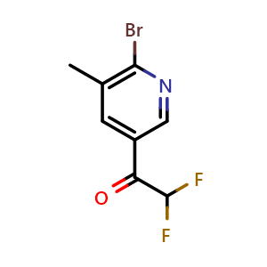 Chemical structure of 1-(6-bromo-5-methylpyridin-3-yl)-2,2-difluoroethanone , CAS 2092278-92-5, AChemBlock AD296646