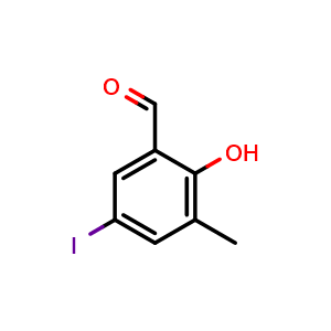 Chemical structure of 2-hydroxy-5-iodo-3-methylbenzaldehyde , CAS 83816-55-1, AChemBlock AD296648