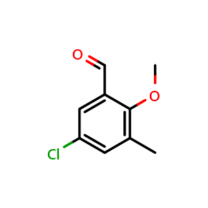 Chemical structure of 5-chloro-2-methoxy-3-methylbenzaldehyde , CAS 82129-11-1, AChemBlock AD296649