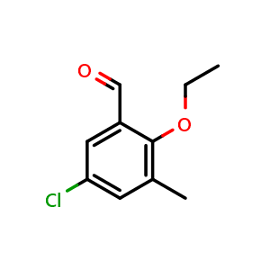 Chemical structure of 5-chloro-2-ethoxy-3-methylbenzaldehyde , CAS 708984-80-9, AChemBlock AD296650