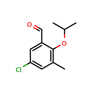 Chemical structure of 5-chloro-2-isopropoxy-3-methylbenzaldehyde , CAS 1556310-32-7, AChemBlock AD296651