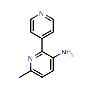 Chemical structure of 6-methyl-[2,4'-bipyridin]-3-amine , CAS 1214369-83-1, AChemBlock AD296654