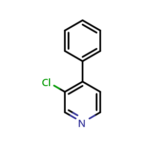Chemical structure of 3-chloro-4-phenylpyridine , CAS 90732-01-7, AChemBlock AD296655