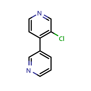 Chemical structure of 3'-chloro-3,4'-bipyridine , CAS 1214356-52-1, AChemBlock AD296656