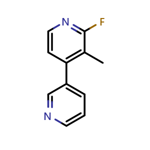 Chemical structure of 2'-fluoro-3'-methyl-3,4'-bipyridine , CAS 2918949-99-0, AChemBlock AD296657