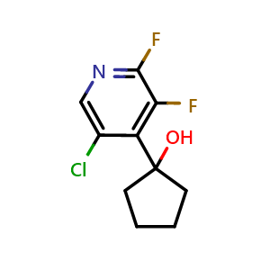 Chemical structure of 1-(5-chloro-2,3-difluoropyridin-4-yl)cyclopentanol , CAS 2969309-46-2, AChemBlock AD296668