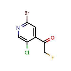 Chemical structure of 1-(2-bromo-5-chloropyridin-4-yl)-2-fluoroethanone , CAS 2969219-66-5, AChemBlock AD296669