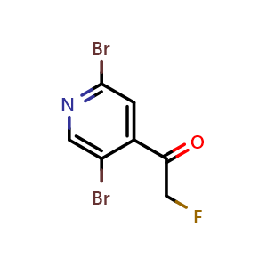 Chemical structure of 1-(2,5-dibromopyridin-4-yl)-2-fluoroethanone , CAS 2969259-21-8, AChemBlock AD296672