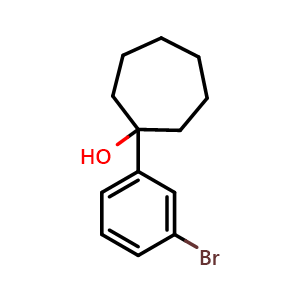 Chemical structure of 1-(3-bromophenyl)cycloheptanol , CAS 1615678-72-2, AChemBlock AD296673