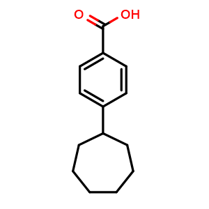 Chemical structure of 4-Cycloheptylbenzoic acid , CAS 1782577-47-2, AChemBlock AD296674