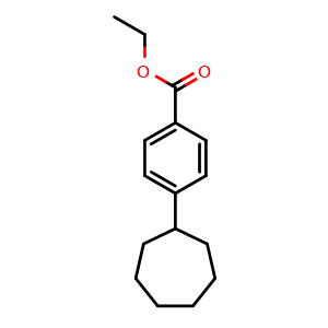 Chemical structure of ethyl 4-cycloheptylbenzoate , CAS 1239573-01-3, AChemBlock AD296675