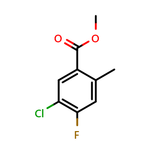 Chemical structure of methyl 5-chloro-4-fluoro-2-methylbenzoate , CAS 1567083-92-4, AChemBlock AD296680