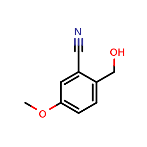 Chemical structure of 2-(hydroxymethyl)-5-methoxybenzonitrile , CAS 210037-87-9, AChemBlock AD296690