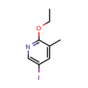 Chemical structure of 2-ethoxy-5-iodo-3-methylpyridine , CAS 2918949-98-9, AChemBlock AD296697