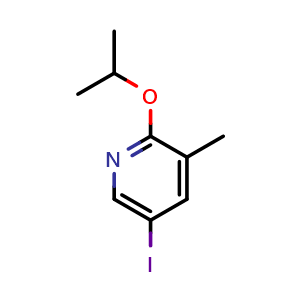 Chemical structure of 5-iodo-2-isopropoxy-3-methylpyridine , CAS 2918950-69-1, AChemBlock AD296698