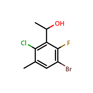 Chemical structure of 1-(3-bromo-6-chloro-2-fluoro-5-methylphenyl)ethanol , CAS 2921893-13-0, AChemBlock AD296716