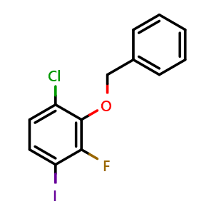 Chemical structure of 2-(benzyloxy)-1-chloro-3-fluoro-4-iodobenzene , CAS 2918951-35-4, AChemBlock AD296723
