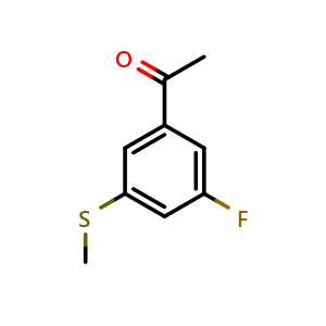 Chemical structure of 1-(3-fluoro-5-(methylthio)phenyl)ethanone , CAS 2383654-34-8, AChemBlock AD296732
