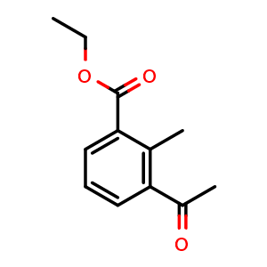 Chemical structure of ethyl 3-acetyl-2-methylbenzoate , CAS 898747-04-1, AChemBlock AD296734