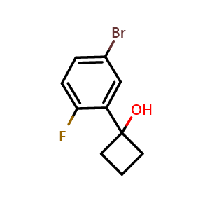Chemical structure of 1-(5-bromo-2-fluorophenyl)cyclobutanol , CAS 1516561-29-7, AChemBlock AD296745