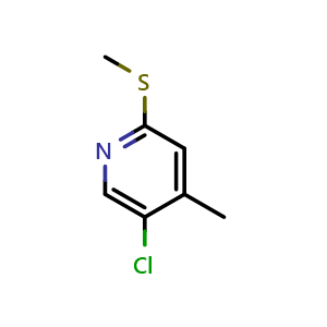 Chemical structure of 5-chloro-4-methyl-2-(methylthio)pyridine , CAS 2921856-36-0, AChemBlock AD296748