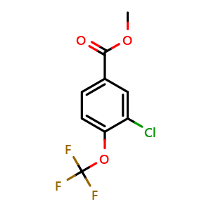 Chemical structure of methyl 3-chloro-4-(trifluoromethoxy)benzoate , CAS 773874-04-7, AChemBlock AD296751