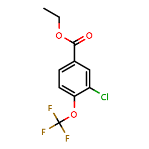 Chemical structure of Ethyl 3-chloro-4-(trifluoromethoxy)benzoate , CAS 773135-54-9, AChemBlock AD296752