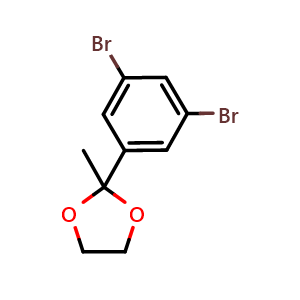 Chemical structure of 2-(3,5-dibromophenyl)-2-methyl-1,3-dioxolane , CAS 81500-93-8, AChemBlock AD296753